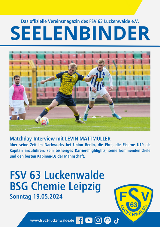 Stadionheft | FSV 63 Luckenwalde vs. BSG Chemie Leipzig | Saison 2023/2024 | Digitaler Download